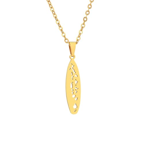 Macracrua Collier avec pendentif carte des Maldives en acier inoxydable pour homme et femme, 60cm Chain, Acier inoxydable, Pas de gemme