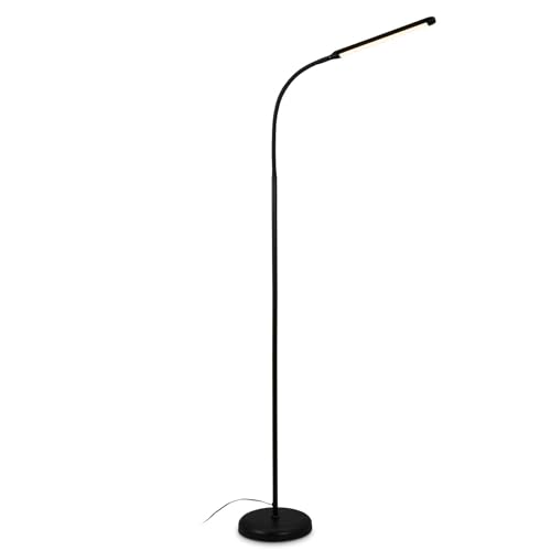 BRILONER - Lámpara de Pie Como Decoración de Salón y Lectura, 126.5x21cm, Giratoria, Táctil, Iluminación Indirecta, LED, Luz Escritorio, Negro