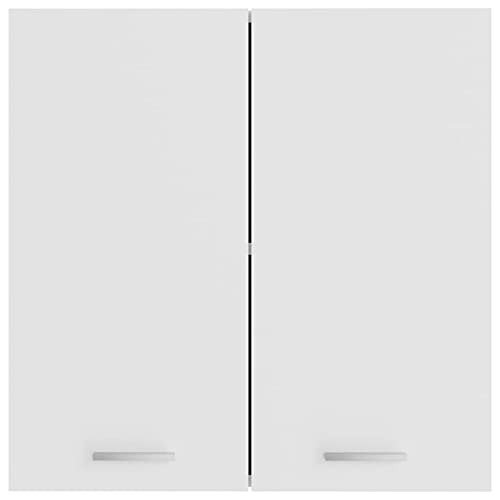 Tidyard Wall Mounted Kitchen Cabinet - White Chipboard Storage Sideboard With Hanging Design 60x31x60 cm