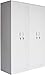 PROMAG 2 szafy ubraniowe bhp z lustrem, szafy socjalne, szafy do szatni, szafy metalowe, 2 komory, 180x60x50 cm, malowane na kolor RAL 7035 szary