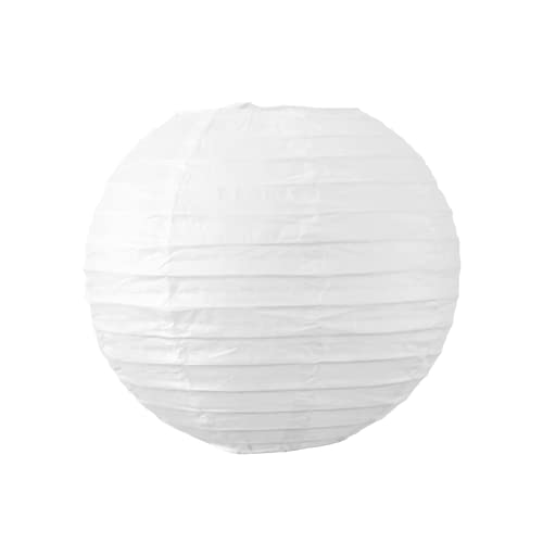 Boule Papier Blanc 20cm - Lampion Papier en Papier de Riz - Lanterne Japonaise Blanc pour Décoration de Mariage, Anniversaire, Fêtes
