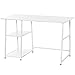 HOMCOM Scrivania Moderna per Camera e Ufficio con 2 Ripiani Laterali, Scrivania Porta PC in Legno e Acciaio, 120x60x76cm, Bianco