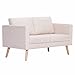 Homgoday Cremefarbenes 2-Sitzer-Sofa mit Polsterung | Holzrahmen & Polyester | 116x70x73 cm | Wohnzimmer & Büro Terrassensofas, Gartenmöbel Model281351