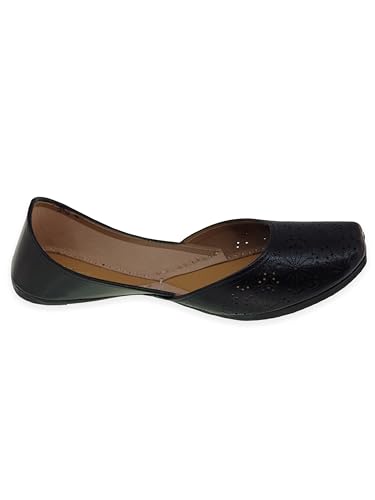 Image of Fulkari Women Cutwork Casual Genuine Soft Leather Jutis | Bite and Pinch Free Juttis | Punjabi Jutti | Girl's Office Flat Ladies Mojari | dailywear Ethnic Juti |
