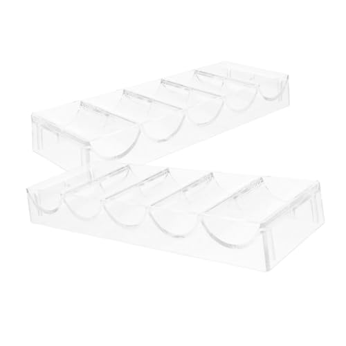 DECHOUS 2pcs Transparent Multi-Grid Acrylic Poker Chip Tray Reusable Storage Holder for Easy Organization and Protection of Poker Chips for Game and Tournaments