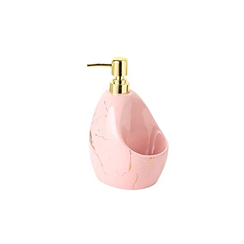 Dispensador de loción de cerámica dispensadores de gran capacidad para baño, cocina, encimera, dispensador de jabón, botellas de ducha de prensa manual, 850 ml, dispensador de loción (color: rosa)