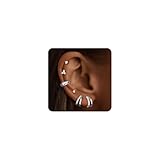 Turandoss Juego de 6 pares de pendientes de plata y oro para mujer, acero quirúrgico 316L, pendientes médicos, piercing de oreja, tragus, conch rook, joyas doradas para múltiples agujeros, Acero