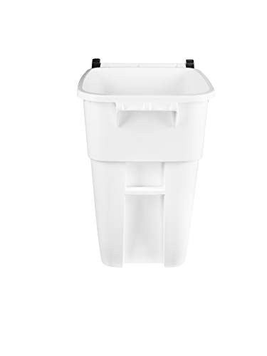 Image of Rubbermaid Commercial Products BRUTE Rollout Heavy-Duty Wheeled Trash /Garbage Can, 50-Gallon, Blue, for Restaurants /Hospitals /Offices /Warehouses /Garage, Pack of 2