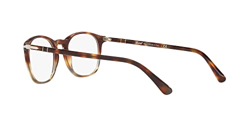 Persol PO3007VM Armações quadradas de óculos de grau grau de tartaruga, marrom manchado, 52 mm, Tart