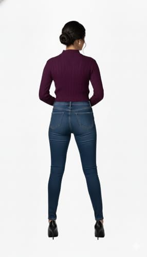 Image of Winter Woolen Blouse for Women | Stretchable Winter Wear Full Sleeve Round Neck Pullover | Geometry Knitted Design | Free Size Up to 38 Bust Thermal Wool Blouse Purple