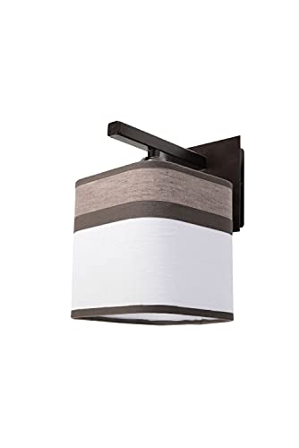 Preisvergleich Produktbild Nostalgische Wandleuchte (Landhaus, Rustikal, Braun, Weiß, gemustert) Stoffleuchte Landhauslampe Innenleuchte Flurleuchte Dekoleuchte Wandlampe