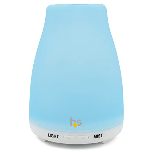 Image of HealthSmart Essential Oil Diffuser, Cool Mist Humidifier and Aromatherapy Diffuser with 150ML Tank Ideal for Small Rooms, Adjustable Timer and Mist Mode, White
