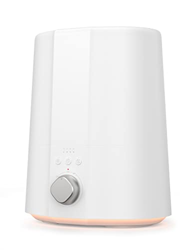 Image of Humidifiers for Bedroom, 28dB Quiet Ultrasonic Baby Humidifier, 2.5L Cool Mist Humidifiers for Large Room Home Plants Kids, Night Light, 4 Timing, Auto Shut-Off 30H Humidifying Christmas (White)