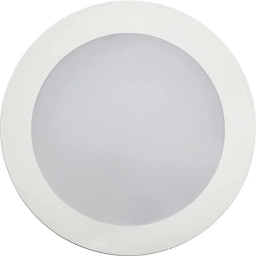 Image of Juno SlimBasics 5 Inch LED Ceiling Light, Low Profile Surface Mount Downlight for Indoor Lighting, 3000K Warm White Light, Edged Trim, DampRated, Matte White (JSBC 5IN 30K 90CRI WH M6)