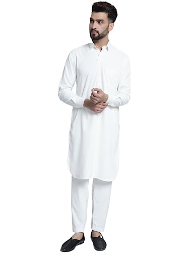 Image of Jompers Men's Cotton Solid Pathani Kurta With Pant