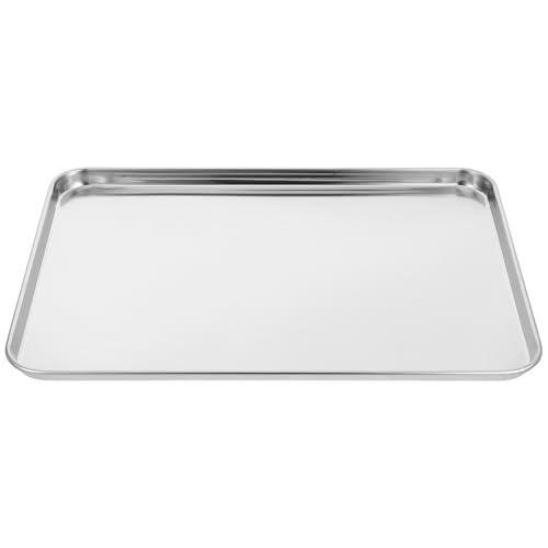 Housoutil Bandejas de servir de acero inoxidable bandeja de comida rectangular hamburguesa bandejas de servir horno de metal placas de pastelería plato de cena fumador