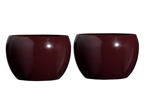 Image of Sunshine Elegant Matte Finished Dustfree Tabletop Brown Flower Pot Planter | Metal Plant Pot for Indoor Succulent Plants, Living Room, Home Decor, Office, Restaurant (Set of 2)