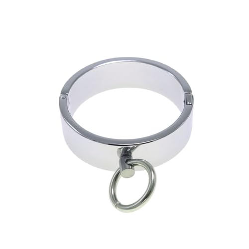 Hardcore Metal Cuffs - Lockable Punk Wristband, Simple Handcuffs with O Ring, A Pair2