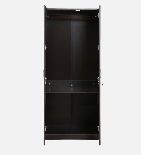 Image of Mintwud Pepperfry Engineered Wood Amber Wardrobe with 2 Doors Storage, Lock and Hanging Rod | Wooden Almirah for Living Room Bedroom Furniture | Storage Organizer Cabinet Cupboard for Clothes