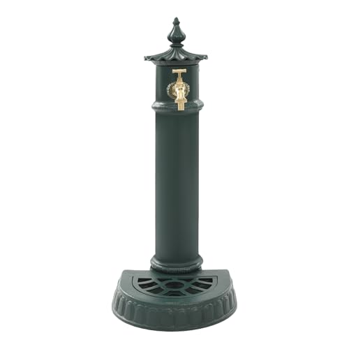 Cast Iron Outdoor Water Column with Faucet, 29’’H Freestanding Floor Mounted Hydrant Water Tap, Retro Cylinder Shape Water Column Faucet for Garden Backyard Irrigation Washing