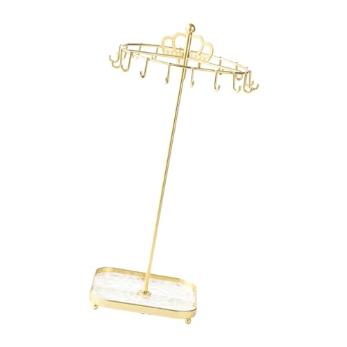 LOL-FUN 回転ジュエリーホルダー、ジュエリー ツリー スタンド、ジュエリーオーガナイザー、ネックレスハンガー、ネックレスイヤリング収納棚 アクセサリースタンドジュエリーディスプレイスタンドリングネックレス用, 金