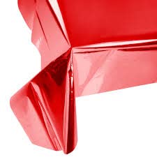 Image of Crackles Red Rectangular Shiny Metallic Tinsel Foil Solid Color Reusable Table Cover 1.37mX1.83m for Indoor Outdoor Party Birthday,Wedding,Thanksgiving,Christmas,Buffet Parties,Camping