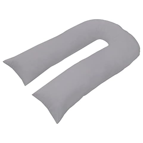 9ft/12ft U Shaped Pillowcase Cover Pregnancy Maternity Nursing Full Body Ultimate Back Support Pillowcase Cover in white cream & silver colors (Silver, 9ft Case Only) Cover