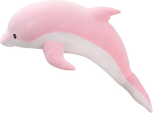 Momgla ぬいぐるみ 特大 イルカ 可愛い 大きい 160cm お祝い ふわふわ縫い包み ブルー 抱き枕 ふわふわ お人形 女性 プレゼント ビッグサイズ (ピンク,140cm)