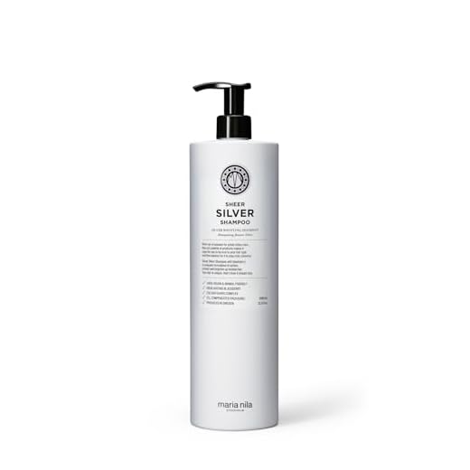 Maria Nila Sheer Silver Shampoo 1000 ml - Innehåller Violetta Pigment och Björnbärsextrakt som Neutraliserar Guldiga Toner i Blont Hår. 100% Veganskt. Sulfatfritt och Parabenfritt.