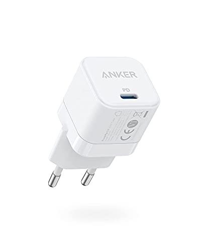 Anker PowerPort III 20 W USB-C nätdel laddningskub snabbladdningsalternativ, kompatibel med iPhone 15/14/13/12-serien, Galaxy, Pixel 4/3, iPad/iPad Mini (vit)