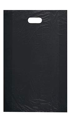 Large High Density Black Plastic Merchandise Bags - 15”W x 4”D x 24”H - Case of 1000