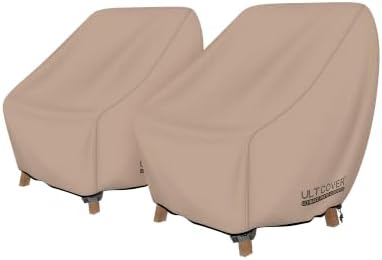 ULTCOVER Waterproof Patio Chair Cover – Outdoor Lounge Deep Seat Single Lawn Chair Cover 2 Pack Fits Up to 28W x 30D x 32H inches
