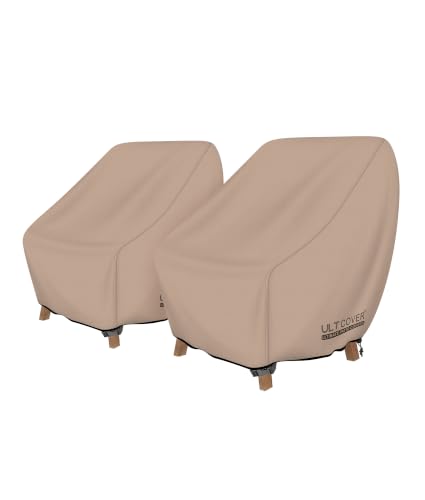 ULTCOVER Waterproof Patio Chair Cover 2 Pack Outdoor Lounge Deep Seat Single Lawn Chair Covers 32W x 34D x 34H inches