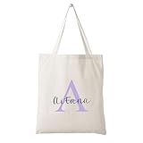 desiGntec Totebag cremallera Personalizable con INICIAL y NOMBRE Bolsa de tela 40x37 | Ideales para Regalar | Uso Universidad Trabajo Compra | Bolso shopper | Reutilizable | Color beig