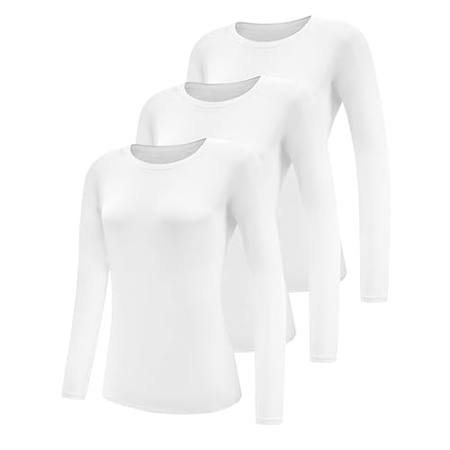 Geyuwoz 3er Pack Damen Langarmshirt Baumwolle Oberteile mit...