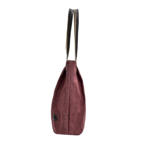 ibasenice Bolso Bandolera Mujer Casual de Lona Gran Capacidad Diseño Sencillo y Duradero Bolso de Hombro para Uso Diario Compras Trabajo y Viajes Color Vino Rojo