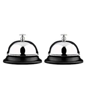 Levin Call Bell 2-Pack - Classic Service Bell for Desk, Counter, or Reception 3.35", Gleaming Stainless Steel, Corrosion-Resistant, for Home, Office, School