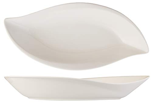 Set. 6 Unidades Atlantic Fuente Oval forma Hoja Fabricada en Porcelana Fine China. Medidas: 30.5X13.5X4.3 Cm.
