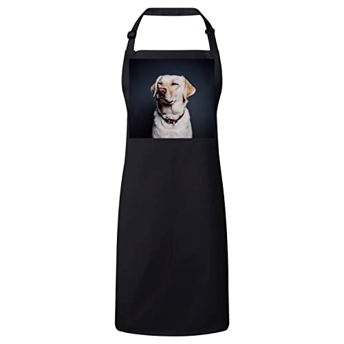 Tablier cuisine noir labrador sable pour chef et passionné de chiens