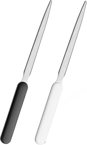 2 Pieces Letter Opener, Stainless Steel Envelope Openers Lightweight Open Letter Mail Slitters Knives for Office Home Supplies (Black+White, One Size)