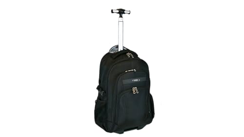 E-Z Roll” 20” Travel Rolling Backpack/Roller Laptop Backpack/Wheeled Business Bag, Overnight Bag/Carry-on Luggage/College Computer Backpack Water Resistant Unisex Adult Black