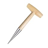 JOINPAYA Handlicher Garten Dibber mit Holzgriff Robustes Pflanzwerkzeug zum Einfachen Bohren und Setzen von Samen Ergonomisch Geformt für Bodenauflockernde Aussaat und Präzises Pflanzen im