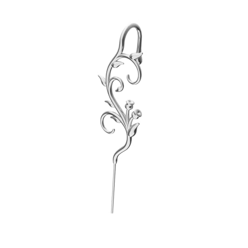 Oreylo Enchanted Vine Helix Hook Earrings Adjustable Hypoallergenic Unisex Ear Cuff Style (Silver-Single)