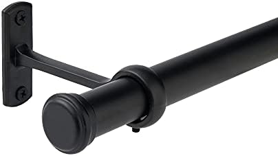 1 Inch Curtain Rods, Curtain Rods for Windows, Hanging Curtain Rod&Wall Mount with Brackets, Outdoor Curtain Rod, Curtain Rods for Windows, Black (Small 28"-48")