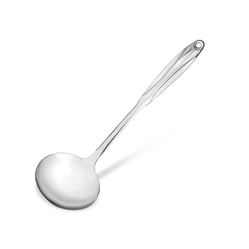 Ceywa Stainless Steel Ladle, Durable Cooking Utensil, Elegant One-Piece Design Stainless Ladle – Comfortable Handle for Stew, Chili, and Gravy – Easy to Clean Kitchen Tools