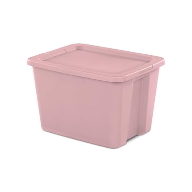 Storage Container, 18 Gallon Plastic Tote Box with Lid, Pink