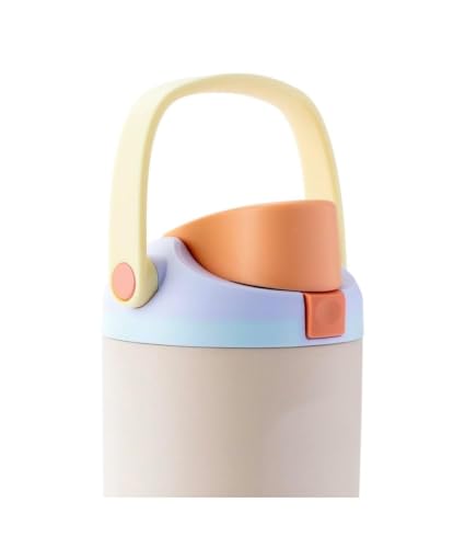 Image of FreeSip Gym Water Bottle with Straw & Chug Lid - Leak Proof Push Button Opening, BPA Free, Large Capacity Sports Bottle with Carry Handle (Pastel Yellow, 900 ml)