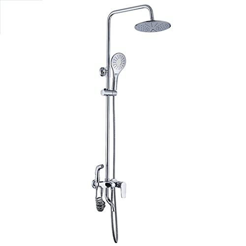 Sistema de Ducha Cromado con Caño de Bañera Giratorio, Juego de Grifos de Ducha de Latón de 4 Funciones para Babaño con Pulverizador de Bidé con Mano, Cabezal de Ducha de Lluvia Y Ducha de Mano de 3
