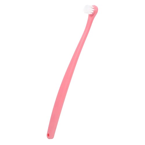 Hemobllo cepillo de dientes para mascotas cepillo de dientes de gato limpio limpieza oral aseo cepillo de dientes para perros para mascotas cepillo de dientes de mano para perros tpr rosa