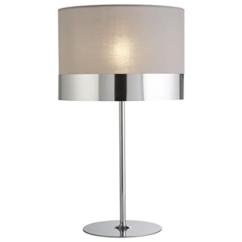 Lighting Collection Grey and Chrome Band Table Lamp Cover
